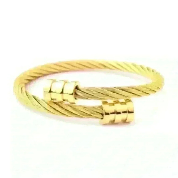 Gold-Plated Stainless Steel Bangle - Picture 2 of 3